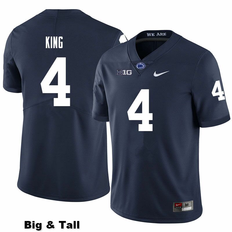 NCAA Nike Men's Penn State Nittany Lions Kalen King #4 College Football Authentic Big & Tall Navy Stitched Jersey IIF1298SE